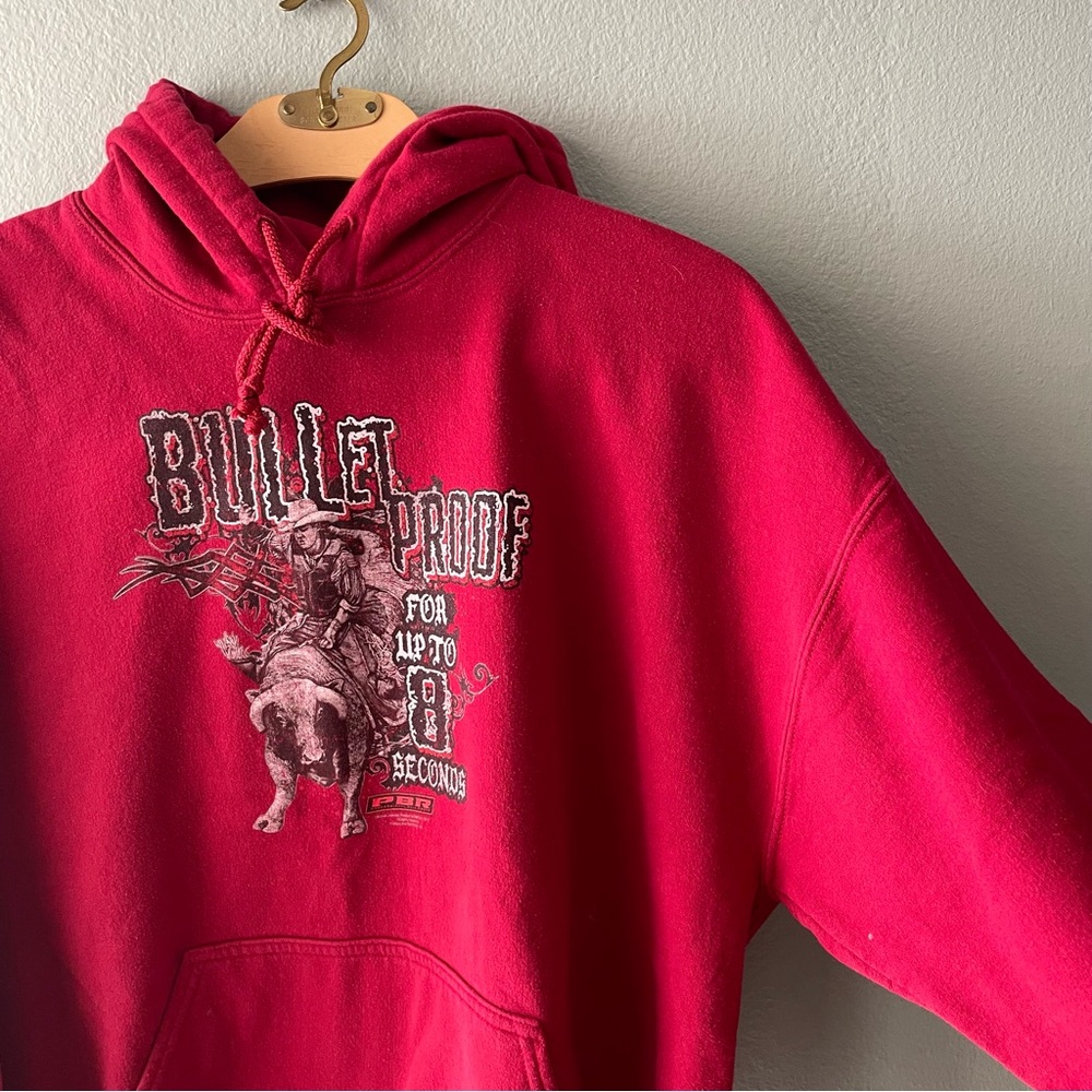 ♦️5/$15♦️ Gildan | Heavy Blend Red PBR Bull Riding Hoodie Sweater